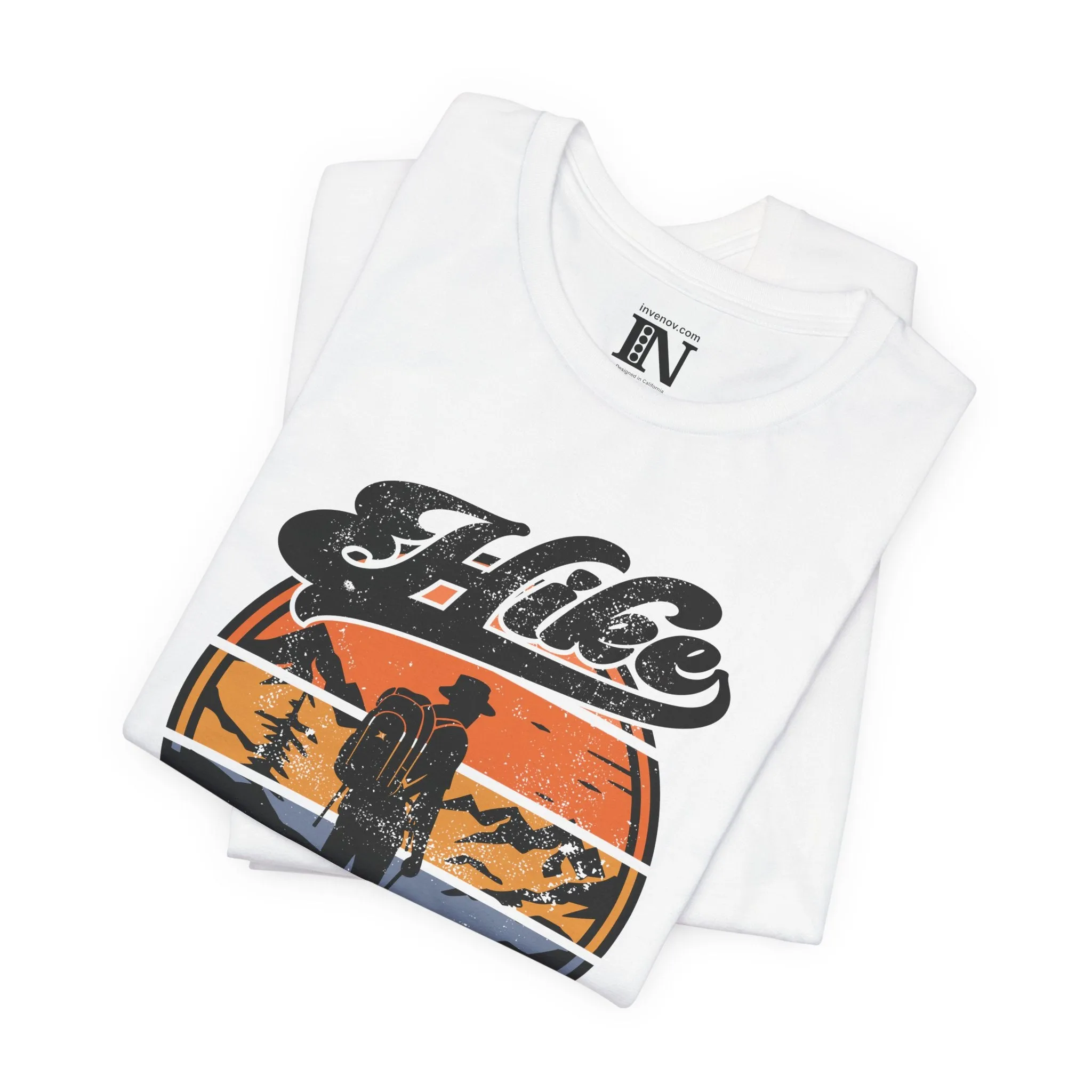 Retro Hiking Shirt, Vintage Distressed Style Nature Tee, Outdoor Adventure Shirt, Mountain Sunset Top, Camping Graphic Tee, Unisex Jersey
