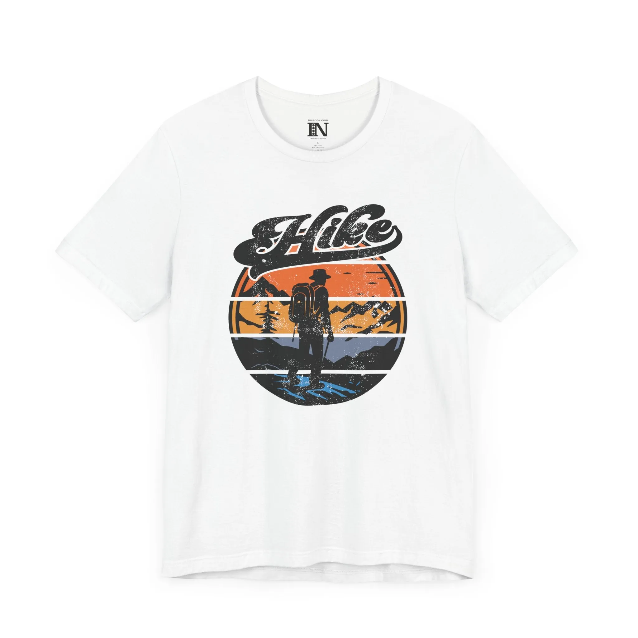 Retro Hiking Shirt, Vintage Distressed Style Nature Tee, Outdoor Adventure Shirt, Mountain Sunset Top, Camping Graphic Tee, Unisex Jersey