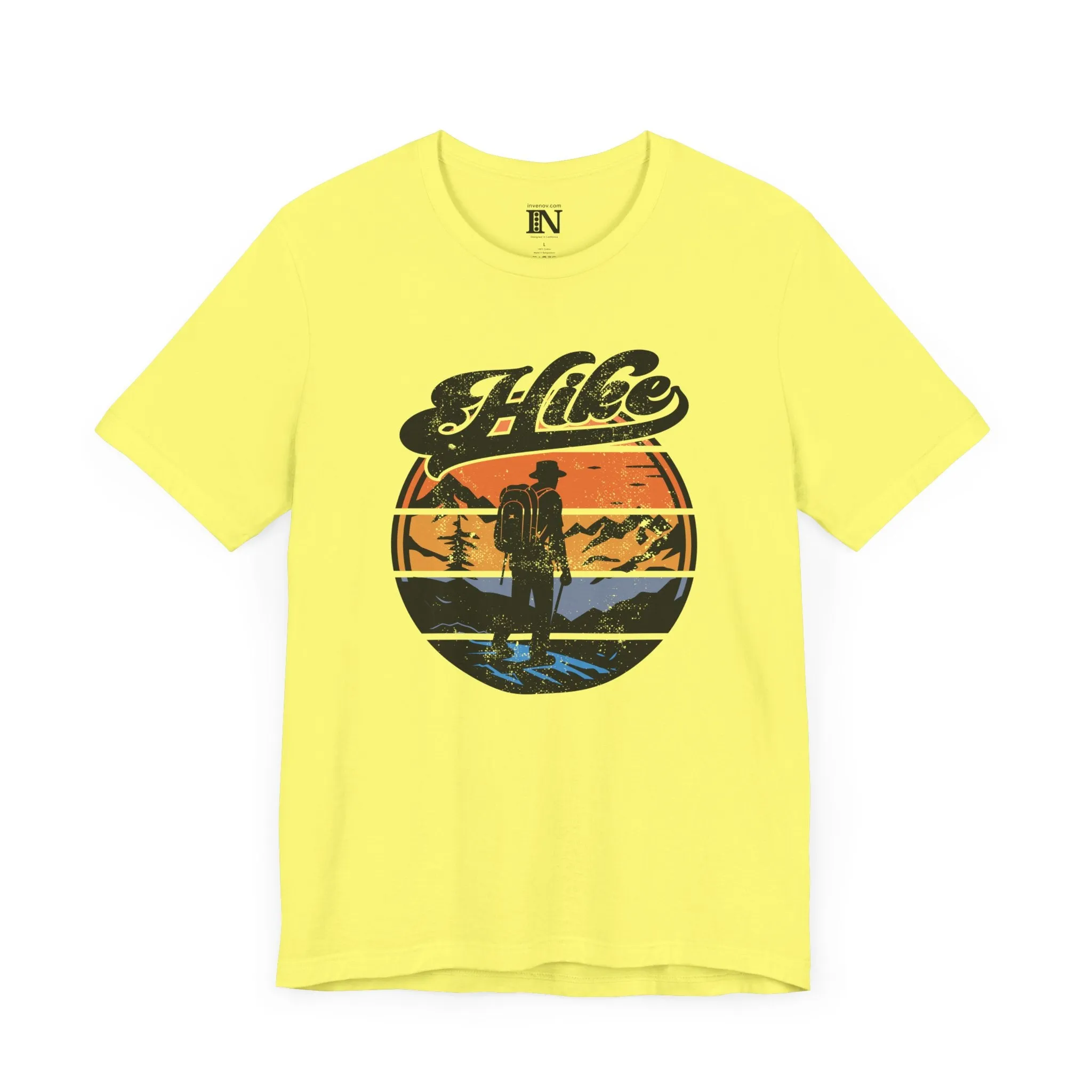 Retro Hiking Shirt, Vintage Distressed Style Nature Tee, Outdoor Adventure Shirt, Mountain Sunset Top, Camping Graphic Tee, Unisex Jersey