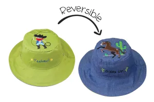 Reversible Baby & Kids Sun Hat - Cowboy & Horse