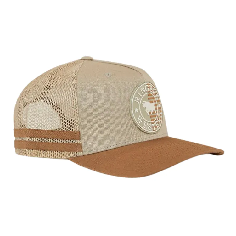 Ringers Western Signature Bull Flag Trucker - Dark Sand
