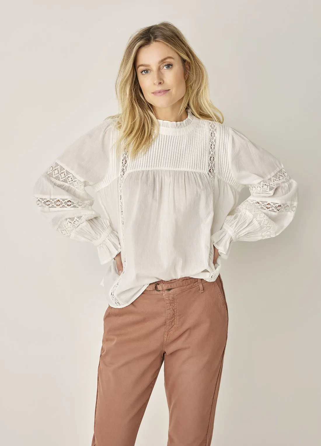 Summum Voile Lace Applique Cotton Top