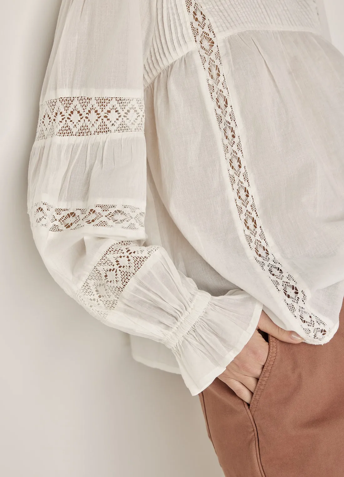 Summum Voile Lace Applique Cotton Top