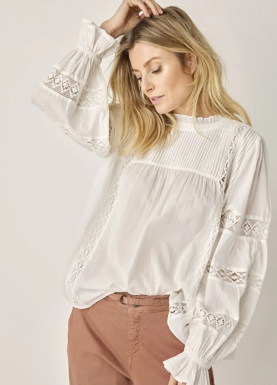 Summum Voile Lace Applique Cotton Top