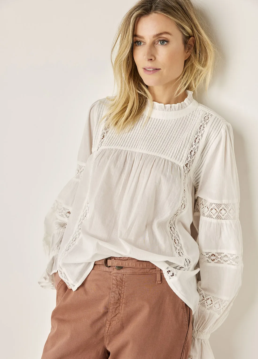 Summum Voile Lace Applique Cotton Top