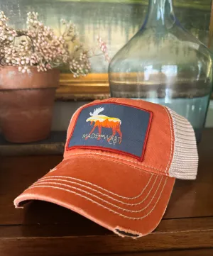 Teton Moose Patch Distressed Dad Hat - Rust