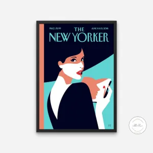 The New Yorker Lady Wearing Hat Page Turner June 2016 Edition PRINTABLE ART, The New Yorker Magazine Print, Trendy Magazine Art, Glam Decor
