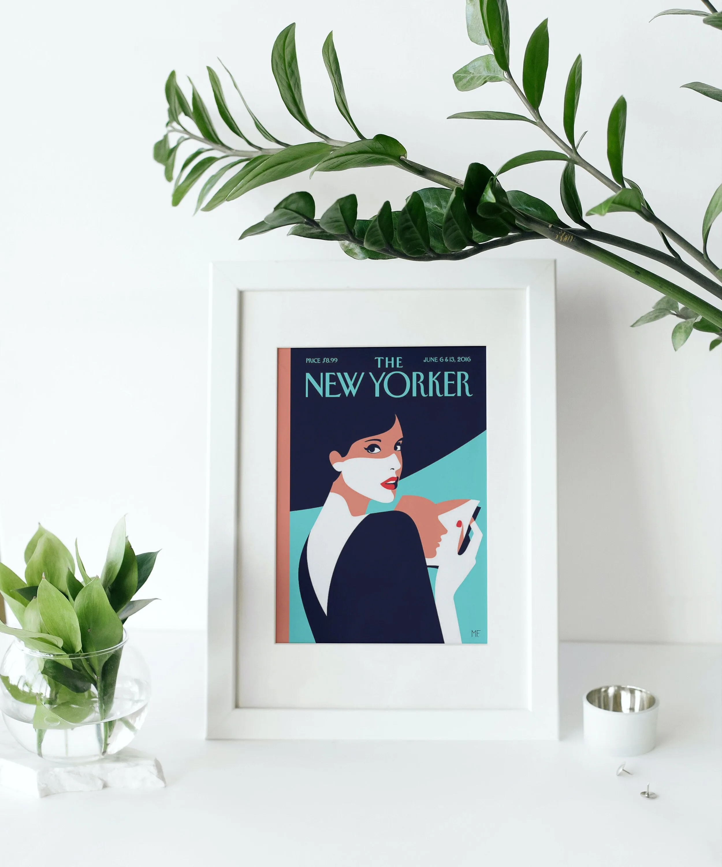 The New Yorker Lady Wearing Hat Page Turner June 2016 Edition PRINTABLE ART, The New Yorker Magazine Print, Trendy Magazine Art, Glam Decor