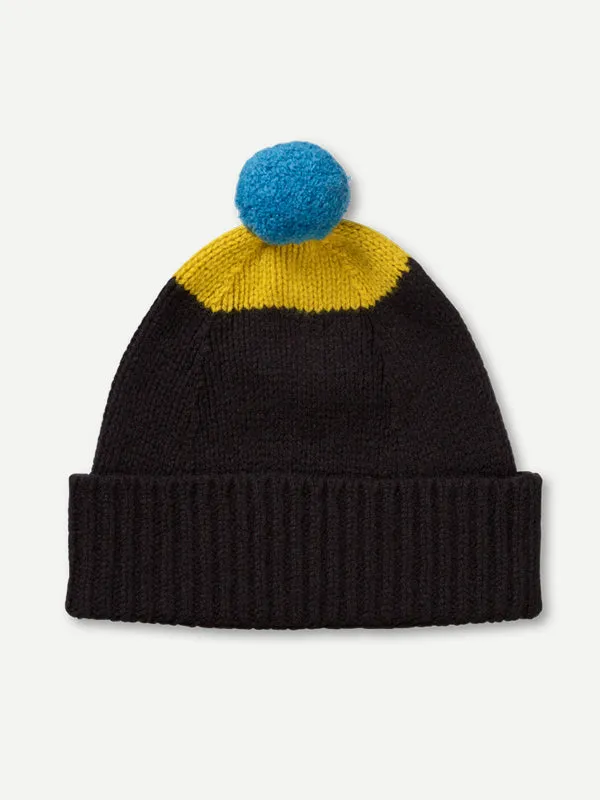 TOP SPOT HAT WITH POMPOM CHARCOAL & FIJI