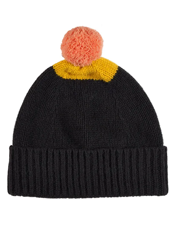 Top Spot Pompom Hat strath & black