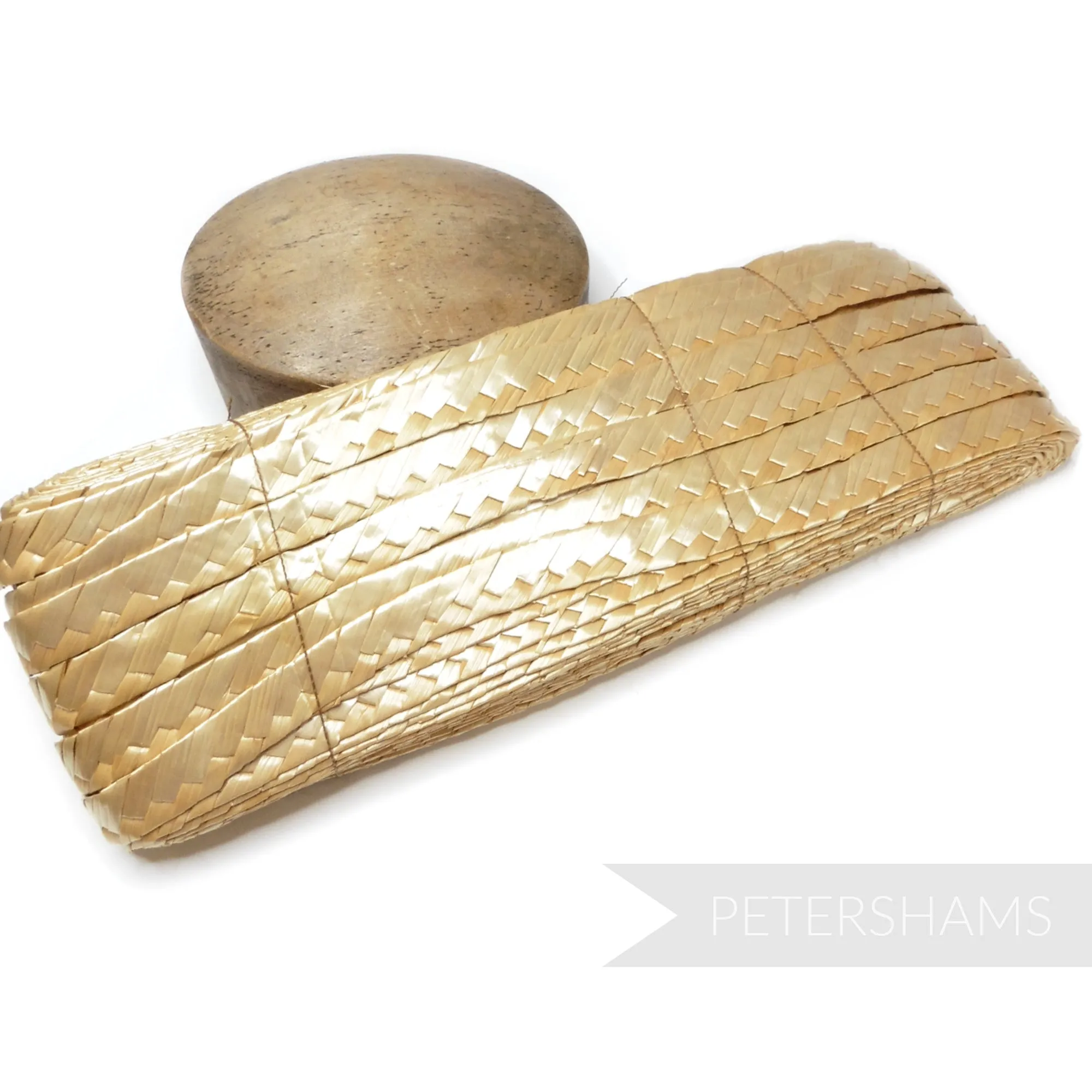 Vintage Chevron Plait Shiny Flat Straw Braid - 23mm Wide