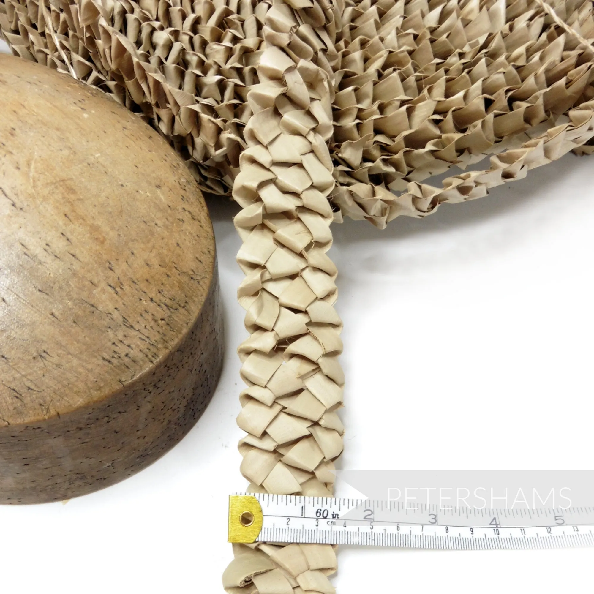 Vintage Wide Ruffle Natural Strip Straw Braid - 40mm Wide