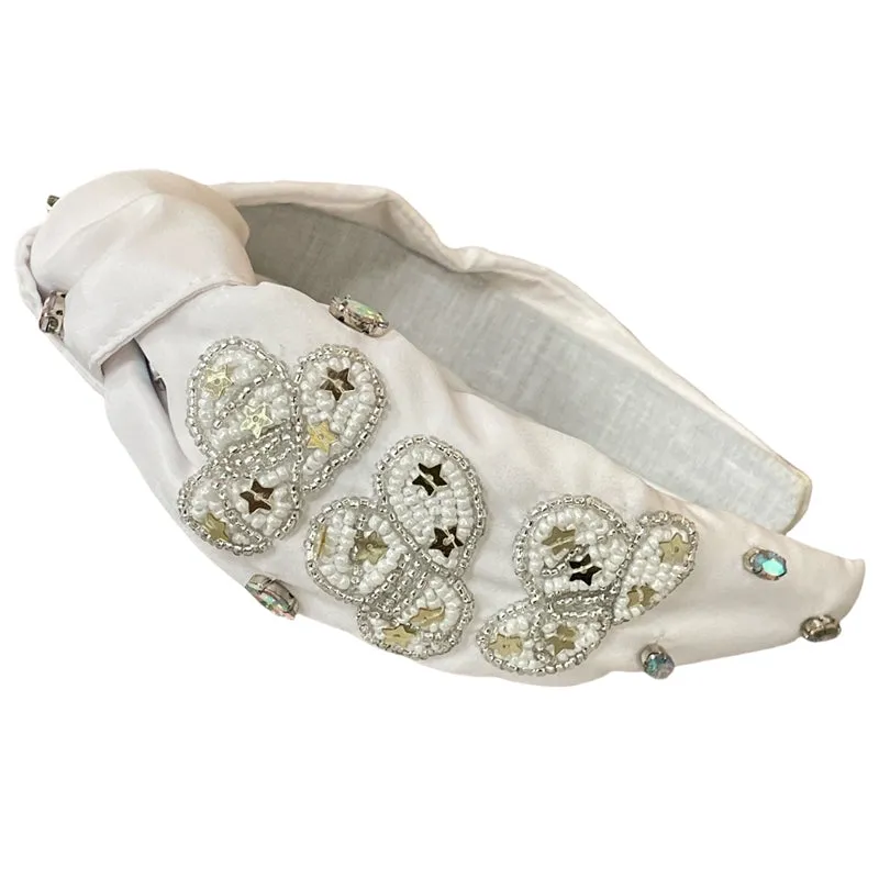 White Sequin Cowboy Hat Headband