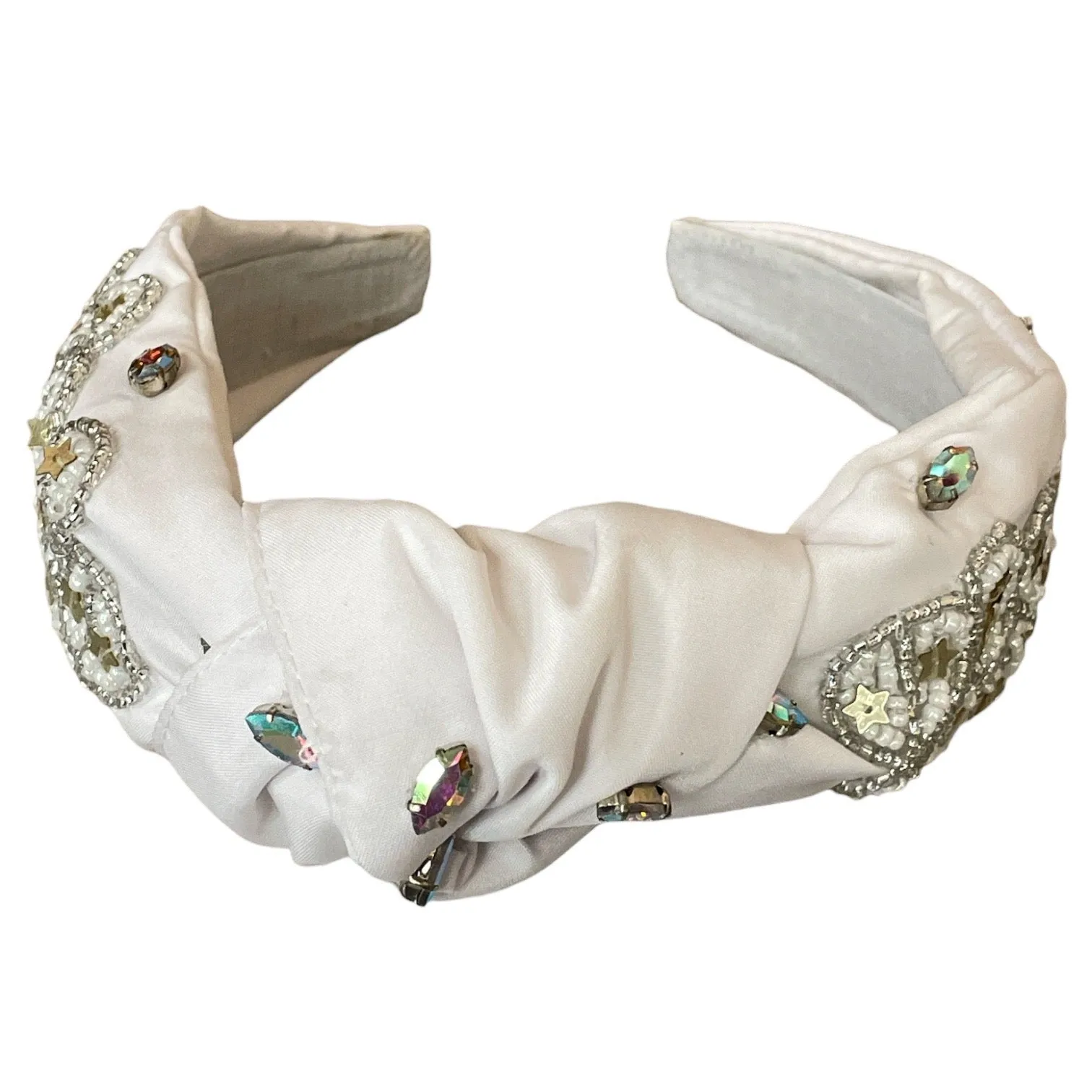 White Sequin Cowboy Hat Headband