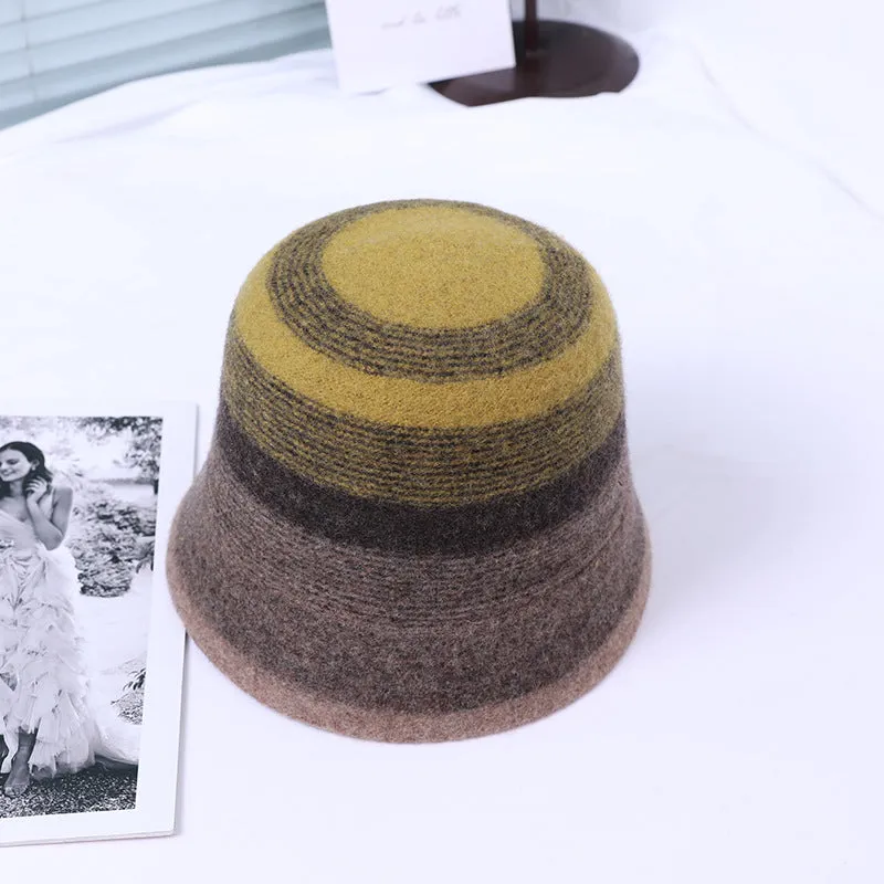 Women's fisherman hat Elegant wool basin hat Retro simple light luxury warm felt hat