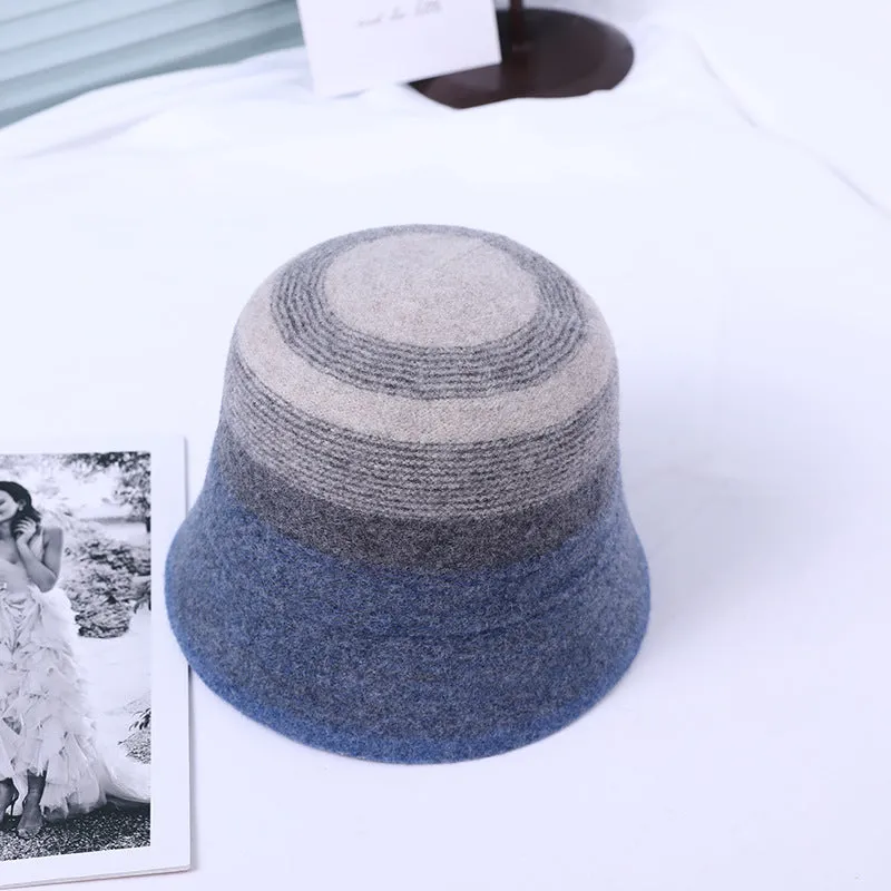 Women's fisherman hat Elegant wool basin hat Retro simple light luxury warm felt hat