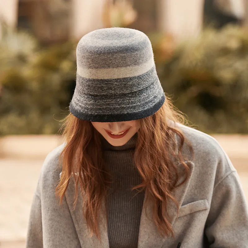 Women's fisherman hat Elegant wool basin hat Retro simple light luxury warm felt hat