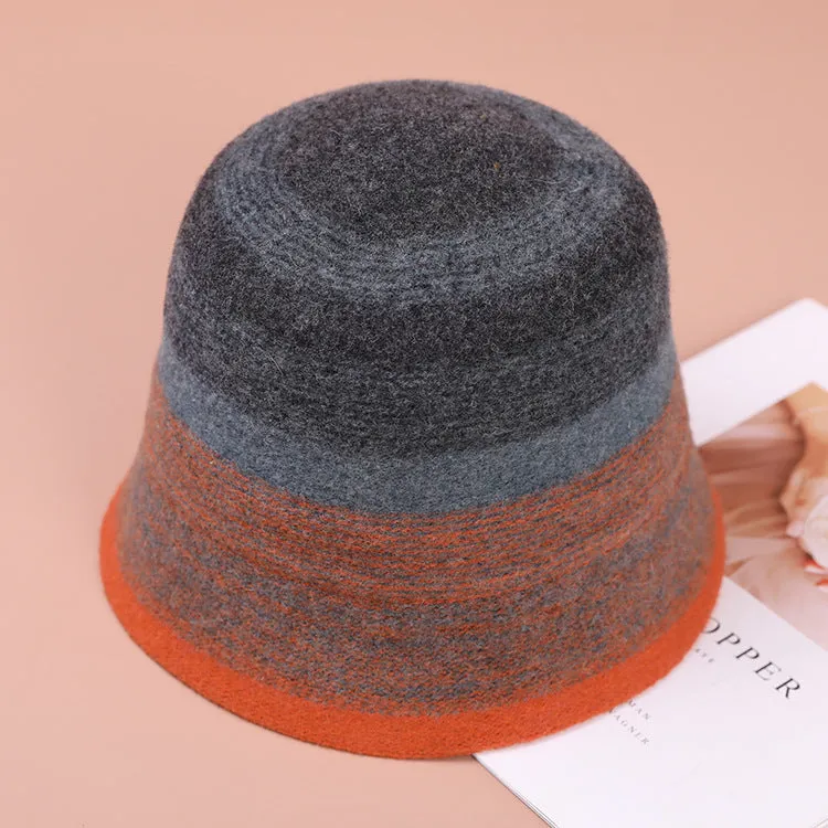 Women's fisherman hat Elegant wool basin hat Retro simple light luxury warm felt hat