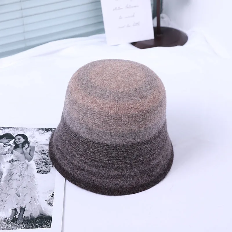 Women's fisherman hat Elegant wool basin hat Retro simple light luxury warm felt hat