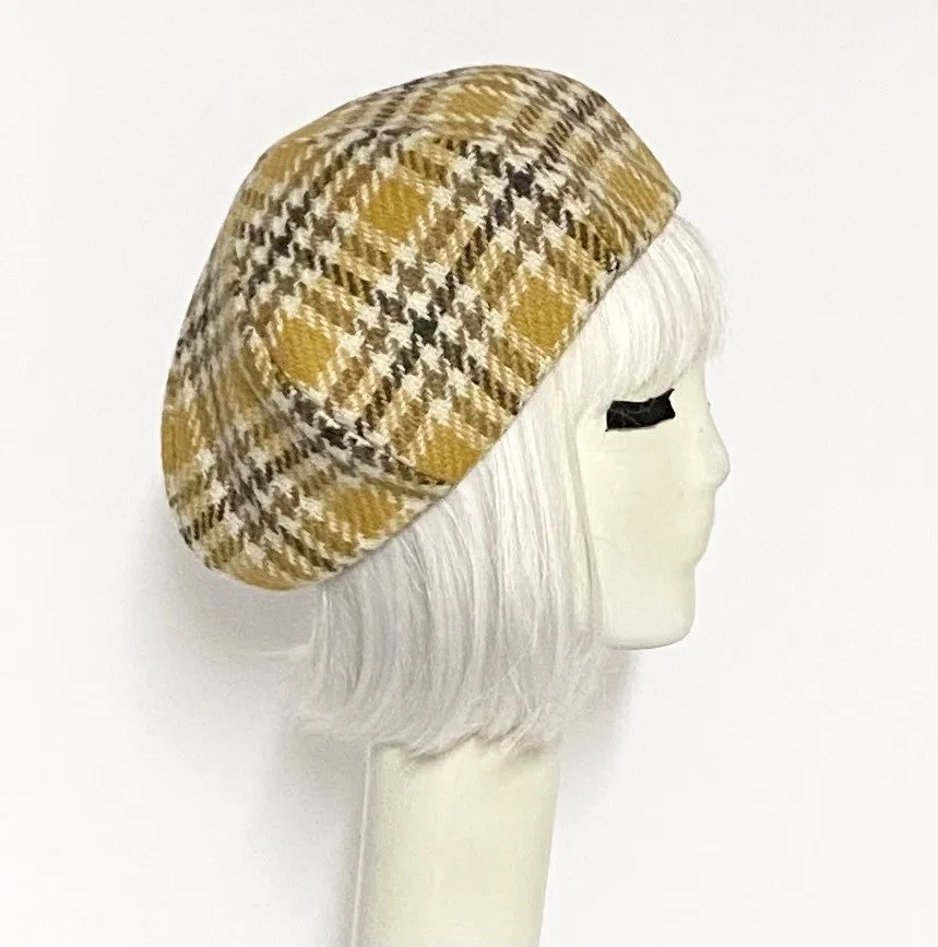 Wool Plaid Beret Hat